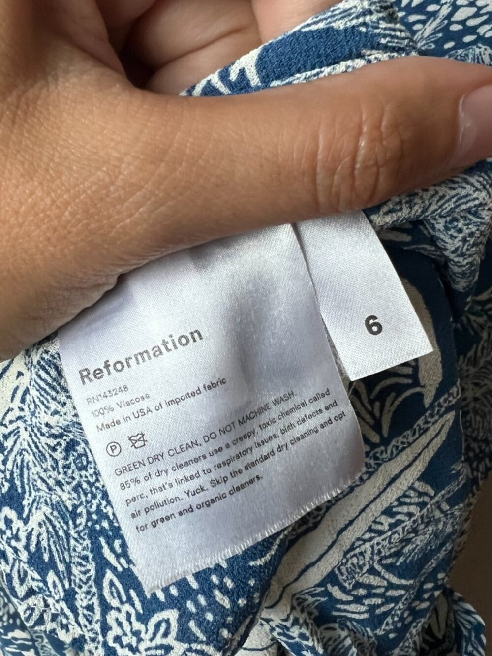 Reformation Palmer Blue White Surfboard Floral Midi Dress Size 6 - Picture 6 of 6